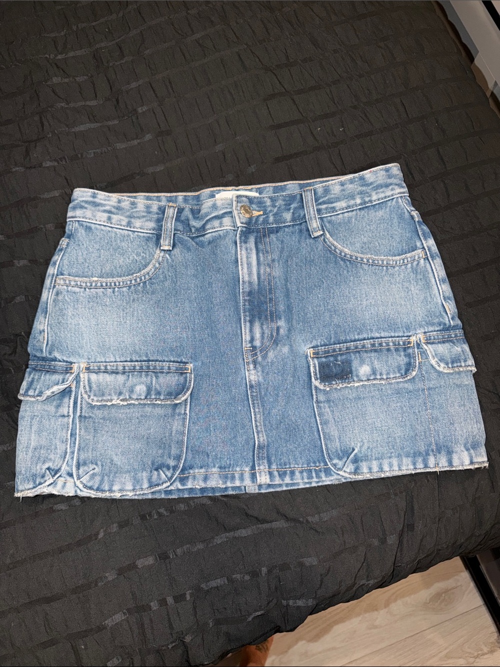 Zara Light Blue Denim Cargo Mini Skirt